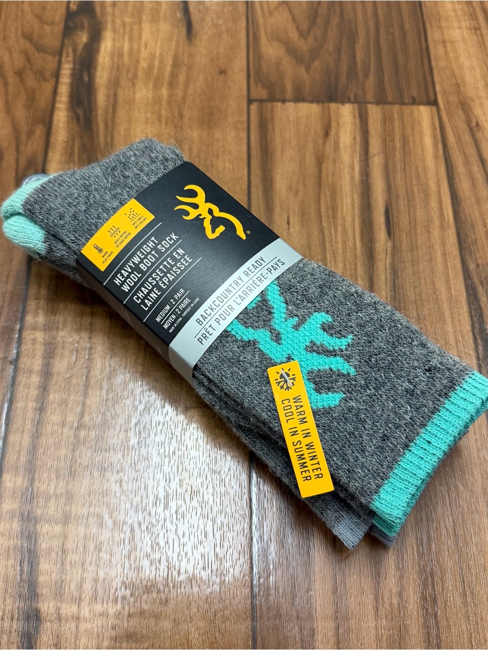NEW Browning Heavyweight Wool Boot Socks Unisex Size Medium Gray W 6-10 M 6-8